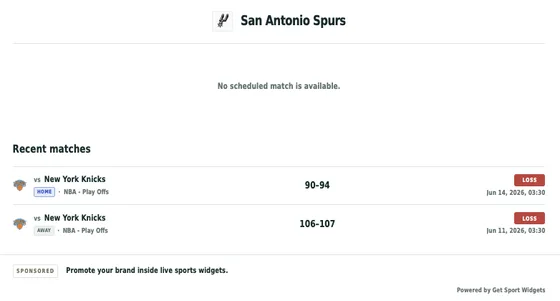 Team next match widget preview