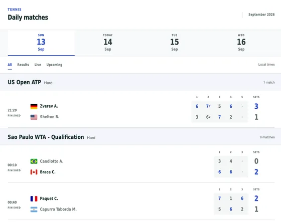 Daily matches widget preview
